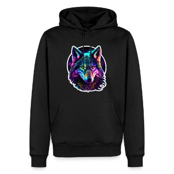 Psychedelic Wolf - Männer Premium Bio Hoodie - Schwarz - Vorne - Nico (187cm)