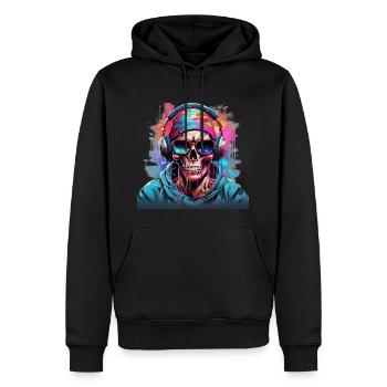 Totenkopf Cartoon - Männer Premium Bio Hoodie - Schwarz - Vorne - Nico (187cm)