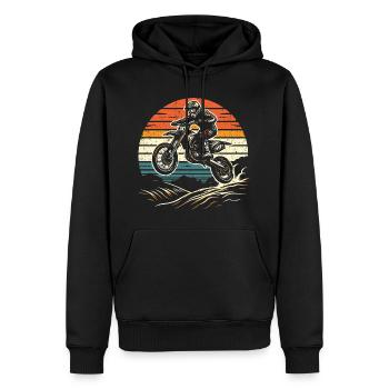Retro Motocross Gift - Vintage Dirt Bike - Men’s Premium Organic Hoodie - black - Front - Nico (187cm)