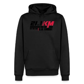 21,1 KM - Ich bin nur halb verrücktt - Männer Premium Bio Hoodie - Schwarz - Vorne - Nico (187cm)