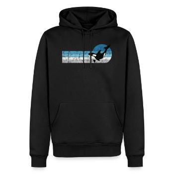 Orque orque orque cadeau baleine rétro océan - Sweat à capuche Premium bio Homme - noir - Devant - Nico (187cm)