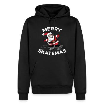 Merry Skatemas | Skateboard Weihnachten Print - Männer Premium Bio Hoodie - Schwarz - Vorne - Nico (187cm)