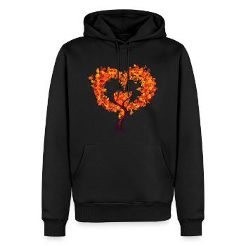 herbst Herz Laub baum herz - Männer Premium Bio Hoodie - Schwarz - Vorne - Nico (187cm)