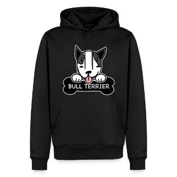 Bull Terrier and bones - Men’s Premium Organic Hoodie - black - Front - Nico (187cm)