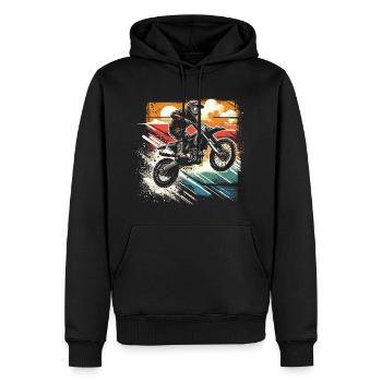 Retro Motocross Gift - Vintage Dirt Bike - Men’s Premium Organic Hoodie - black - Front - Nico (187cm)