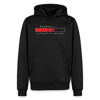 loading ... - Men’s Premium Organic Hoodie - black - Front - Nico (187cm)