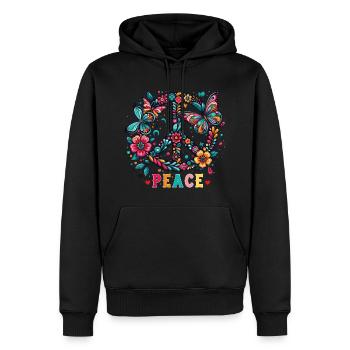 Peace Pulse - Men’s Premium Organic Hoodie - black - Front - Nico (187cm)