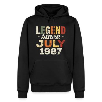 Cadeau d’anniversaire de juillet 1987 Anniversaire de juillet 1987 - Sweat à capuche Premium bio Homme - noir - Devant - Nico (187cm)