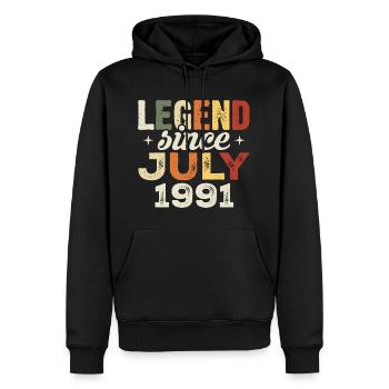 Cadeau d’anniversaire de juillet 1991 Anniversaire de juillet 1991 - Sweat à capuche Premium bio Homme - noir - Devant - Nico (187cm)