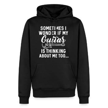 My Guitar Is Thinking About Me - Men’s Premium Organic Hoodie - black - Front - Nico (187cm)