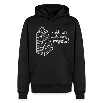 Soll ich noch was raspeln? - Männer Premium Bio Hoodie - Schwarz - Vorne - Nico (187cm)