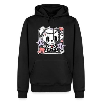 Bones the zombie skeleton in kawaii style - Men’s Premium Organic Hoodie - black - Front - Nico (187cm)
