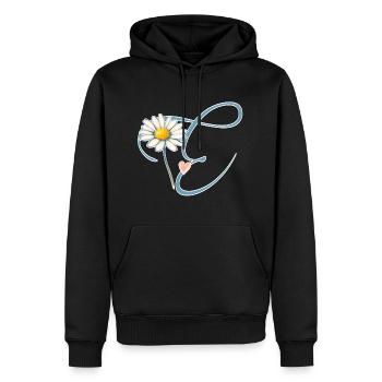 Lettre E Daisy Heart - Sweat à capuche Premium bio Homme - noir - Devant - Nico (187cm)