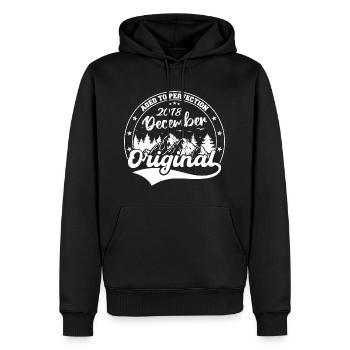 Décembre 2018 Anniversaire Décembre 2018 Décembre - Sweat à capuche Premium bio Homme - noir - Devant - Nico (187cm)