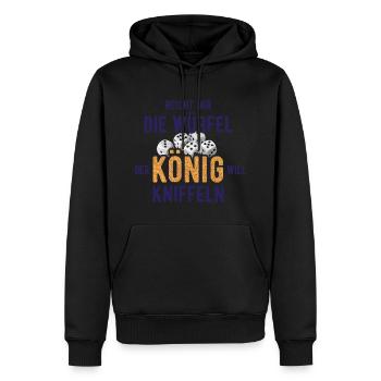 Kniffel Der König Will Kniffeln Blau - Männer Premium Bio Hoodie - Schwarz - Vorne - Nico (187cm)