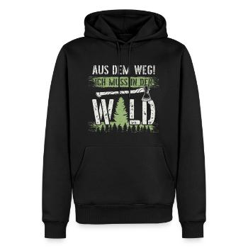 Aus dem Weg ich muss in den Wald-Holzfäller Spruch - Männer Premium Bio Hoodie - Schwarz - Vorne - Nico (187cm)