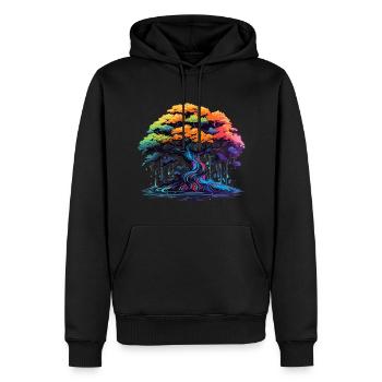 Bunter Bonsai Baum - Männer Premium Bio Hoodie - Schwarz - Vorne - Nico (187cm)