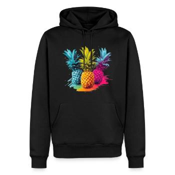 Bunte Ananas Farbkleckse Farbspritzer - Männer Premium Bio Hoodie - Schwarz - Vorne - Nico (187cm)