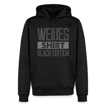 Weißes Shirt - Black Edition - Geschenk Fun Happy - Männer Premium Bio Hoodie - Schwarz - Vorne - Nico (187cm)