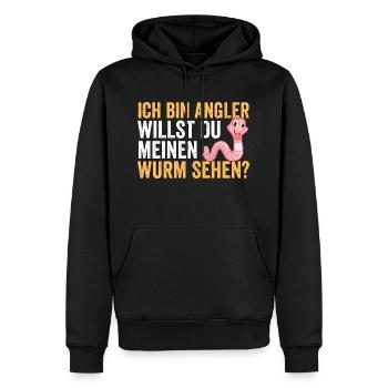 Ich Bin Angler Willst Du Meinen Wurm Sehen? - Männer Premium Bio Hoodie - Schwarz - Vorne - Nico (187cm)