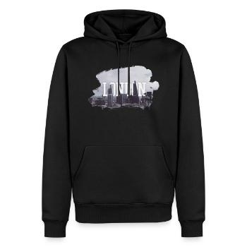 LONDON - Sweat à capuche Premium bio Homme - noir - Devant - Nico (187cm)