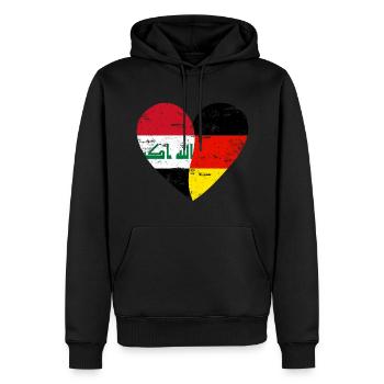 Irak Deutschland Flaggenherz - Männer Premium Bio Hoodie - Schwarz - Vorne - Nico (187cm)