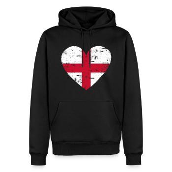England Flaggenherz - Männer Premium Bio Hoodie - Schwarz - Vorne - Nico (187cm)