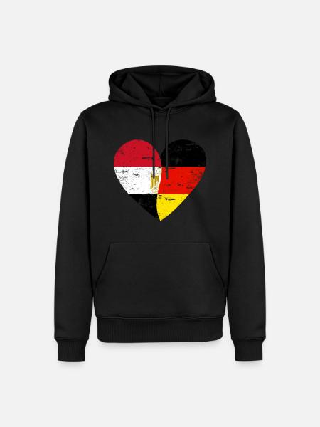 Egypt Germany Flag Heart - Men’s Premium Organic Hoodie - black