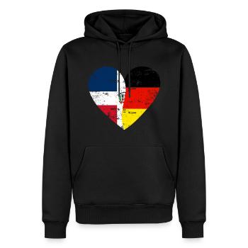 Dominican Republic Germany Flag Heart - Men’s Premium Organic Hoodie - black - Front - Nico (187cm)
