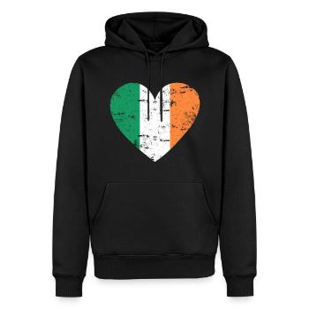 Irlande Flag Heart - Sweat à capuche Premium bio Homme - noir - Devant - Nico (187cm)