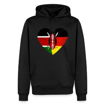 Kenya Allemagne Flag Heart2 - Sweat à capuche Premium bio Homme - noir - Devant - Nico (187cm)