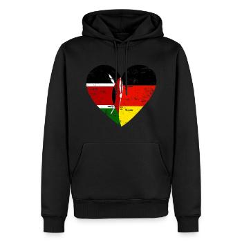 Kenya Allemagne Flag Heart - Sweat à capuche Premium bio Homme - noir - Devant - Nico (187cm)
