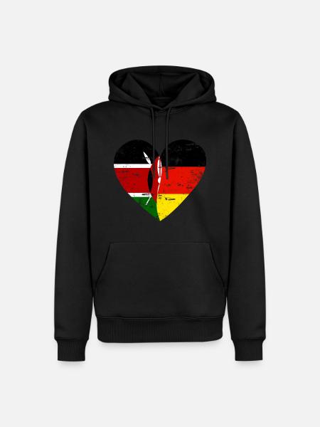 Kenya Germany Flag Heart - Men’s Premium Organic Hoodie - black