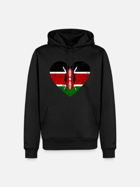 Kenya Flag Heart - Men’s Premium Organic Hoodie - black