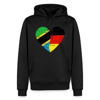 Tanzanie Allemagne Flag Heart - Sweat à capuche Premium bio Homme - noir - Devant - Nico (187cm)