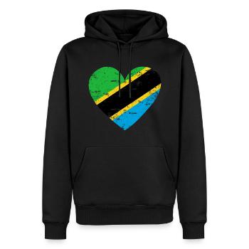 Cœur de drapeau de la Tanzanie - Sweat à capuche Premium bio Homme - noir - Devant - Nico (187cm)