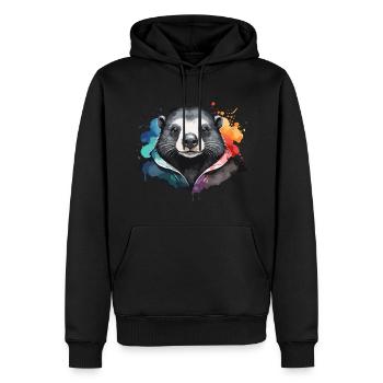 Maulwurf Coole bunte Wolke Cartoon Aquarell - Männer Premium Bio Hoodie - Schwarz - Vorne - Nico (187cm)