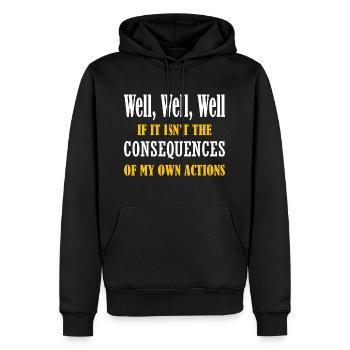Bien Drôle Actions Humour Conséquences Graphique - Sweat à capuche Premium bio Homme - noir - Devant - Nico (187cm)