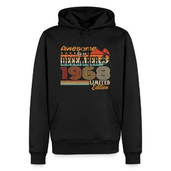 Rétro Vintage légendaire anniversaire décembre 1968 - Sweat à capuche Premium bio Homme - noir - Devant - Nico (187cm)