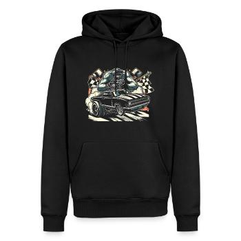 Course de voitures de dragsters - Cadeau pour les fans de sport automobile ! - Sweat à capuche Premium bio Homme - noir - Devant - Nico (187cm)