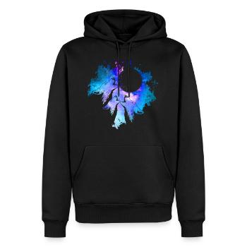 Drei Wölfe Mond Heulende Galaxie Geschenkidee - Männer Premium Bio Hoodie - Schwarz - Vorne - Nico (187cm)