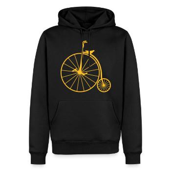 Vélo rétro penny-farthing - Sweat à capuche Premium bio Homme - noir - Devant - Nico (187cm)