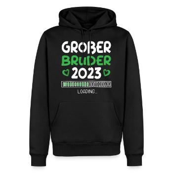 Großer Bruder 2023 Loading Herz - Männer Premium Bio Hoodie - Schwarz - Vorne - Nico (187cm)