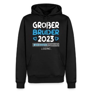 Großer Bruder 2023 Loading Herz - Männer Premium Bio Hoodie - Schwarz - Vorne - Nico (187cm)