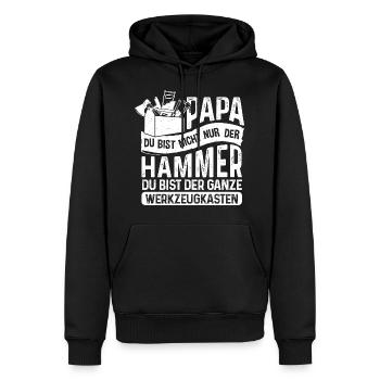 Papa du bist Hammer sondern Werkzeugkasten - Männer Premium Bio Hoodie - Schwarz - Vorne - Nico (187cm)