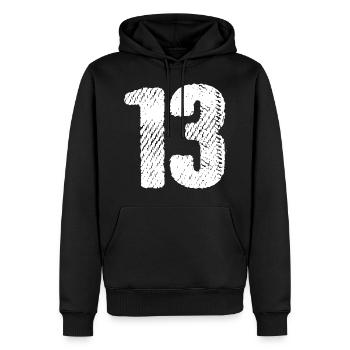 13 Zahl Trikot - Männer Premium Bio Hoodie - Schwarz - Vorne - Nico (187cm)