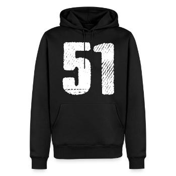 51 Zahl Trikot - Männer Premium Bio Hoodie - Schwarz - Vorne - Nico (187cm)