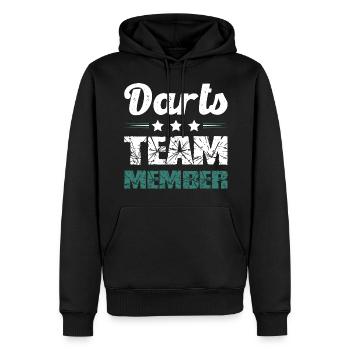 Darts Team - Männer Premium Bio Hoodie - Schwarz - Vorne - Nico (187cm)