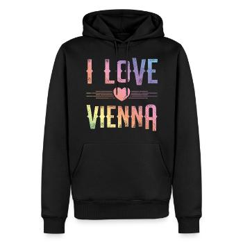 I Love Vienna - Männer Premium Bio Hoodie - Schwarz - Vorne - Nico (187cm)