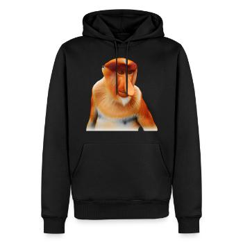 Der exotische Nasenaffe - Männer Premium Bio Hoodie - Schwarz - Vorne - Nico (187cm)